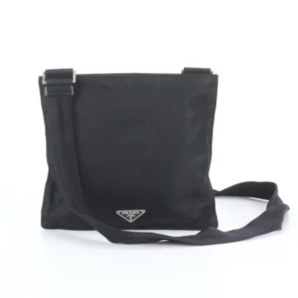Prada Tessuto Triangular Leather Messenger Crossbody Bag White